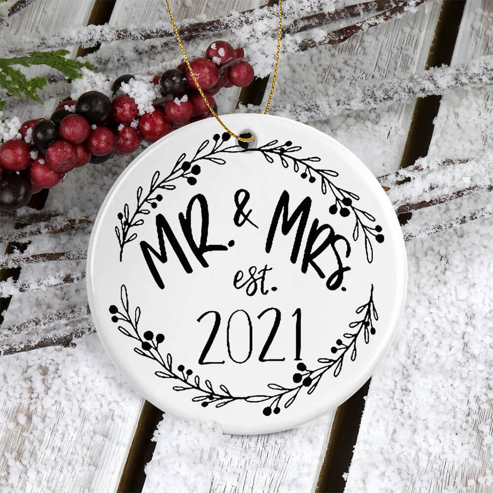 Mr and Mrs est Custom Year 2021 Christmas Ornament