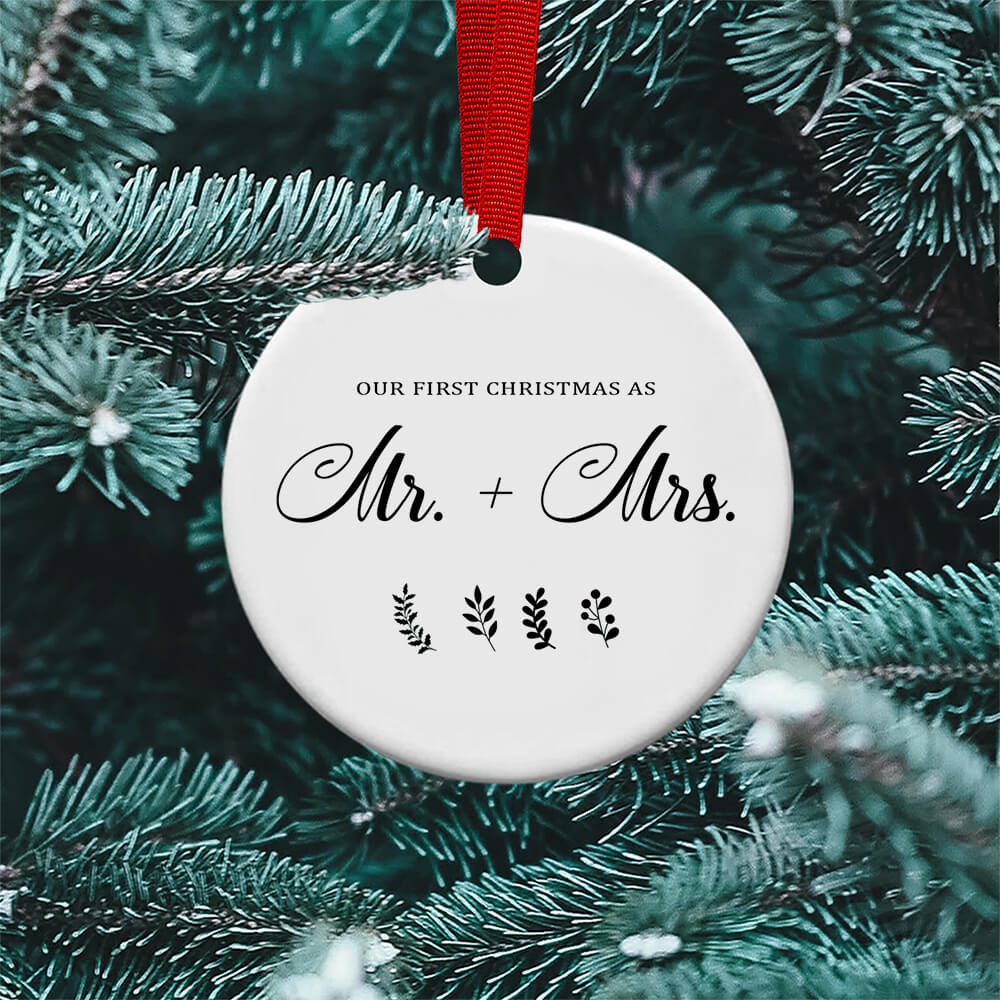 Our 1st First Chirstmas Mr Mrs Wedding Year 2021 Ornament