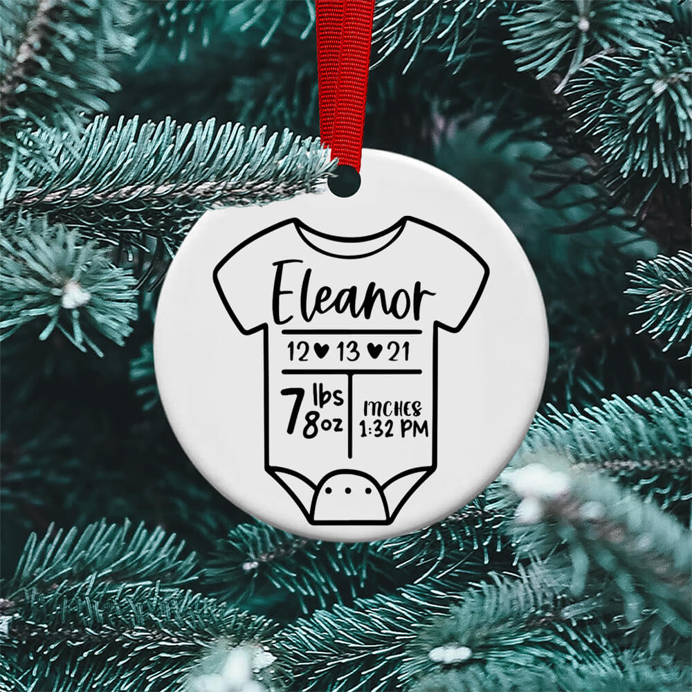 Custom Baby Name and Date Christmas Ornament