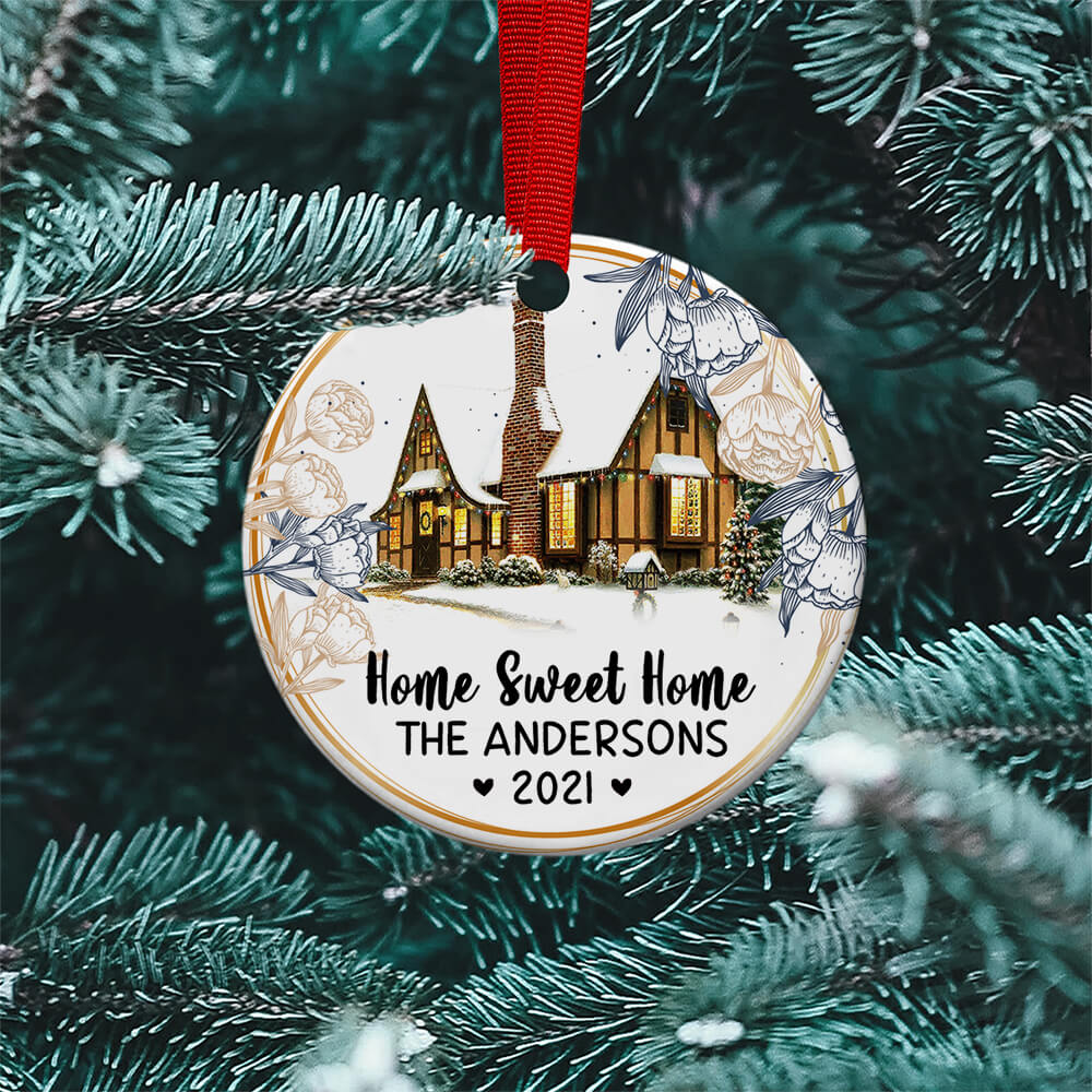 Personalized Family Name and Home Photo Custom Christmas Ornament