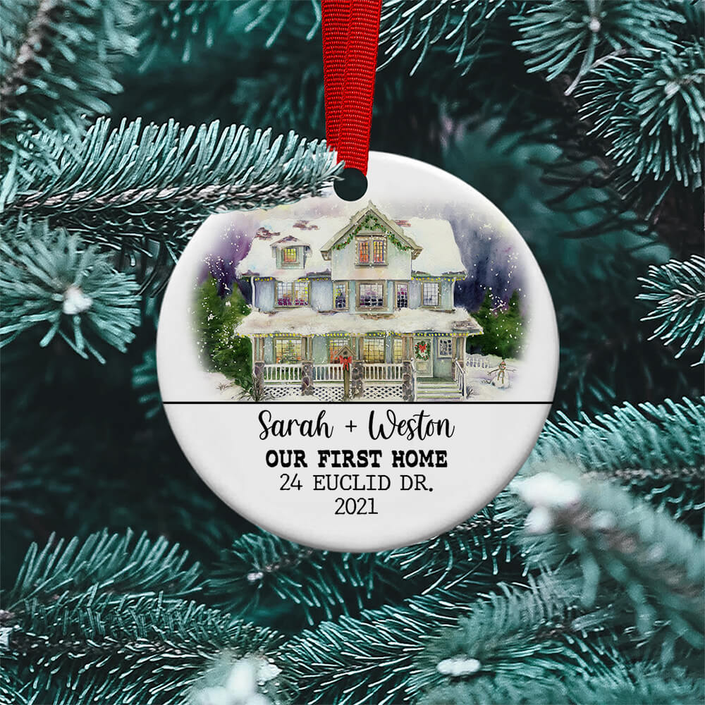 Custom Christmas Ornament Our First Home Address