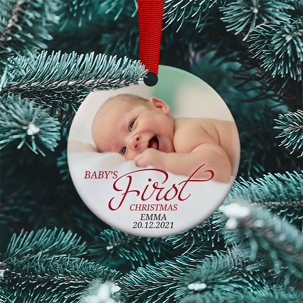 Baby's First Christmas Personalized Name and Photo