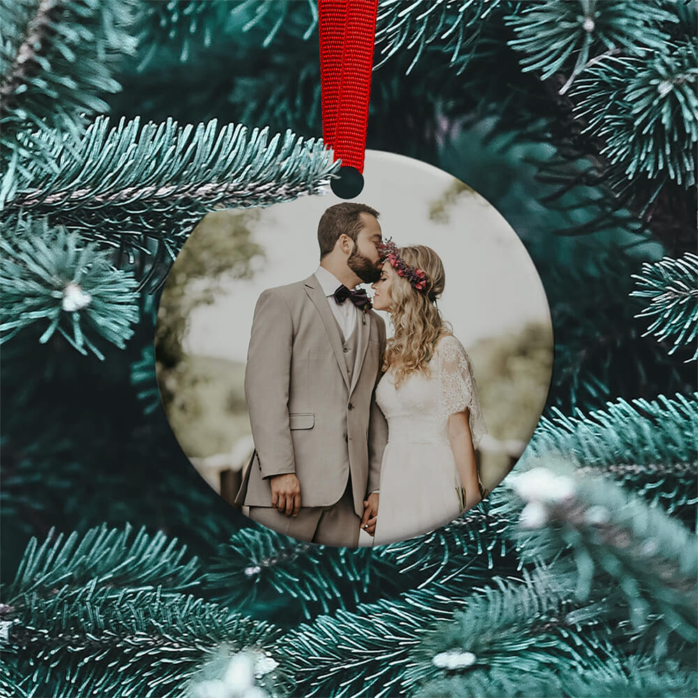 Personalized Wedding Photo Christmas Ornament