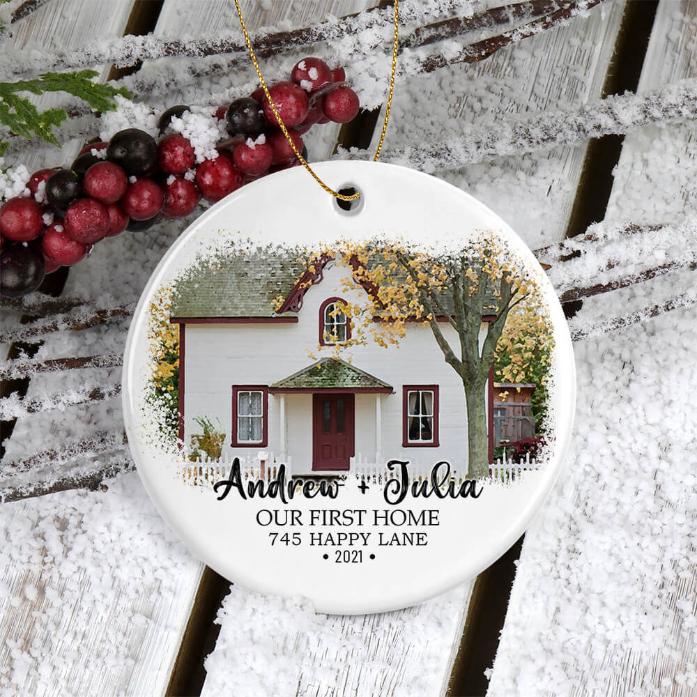 Custom Name and Address Our First Home Christmas Ornament