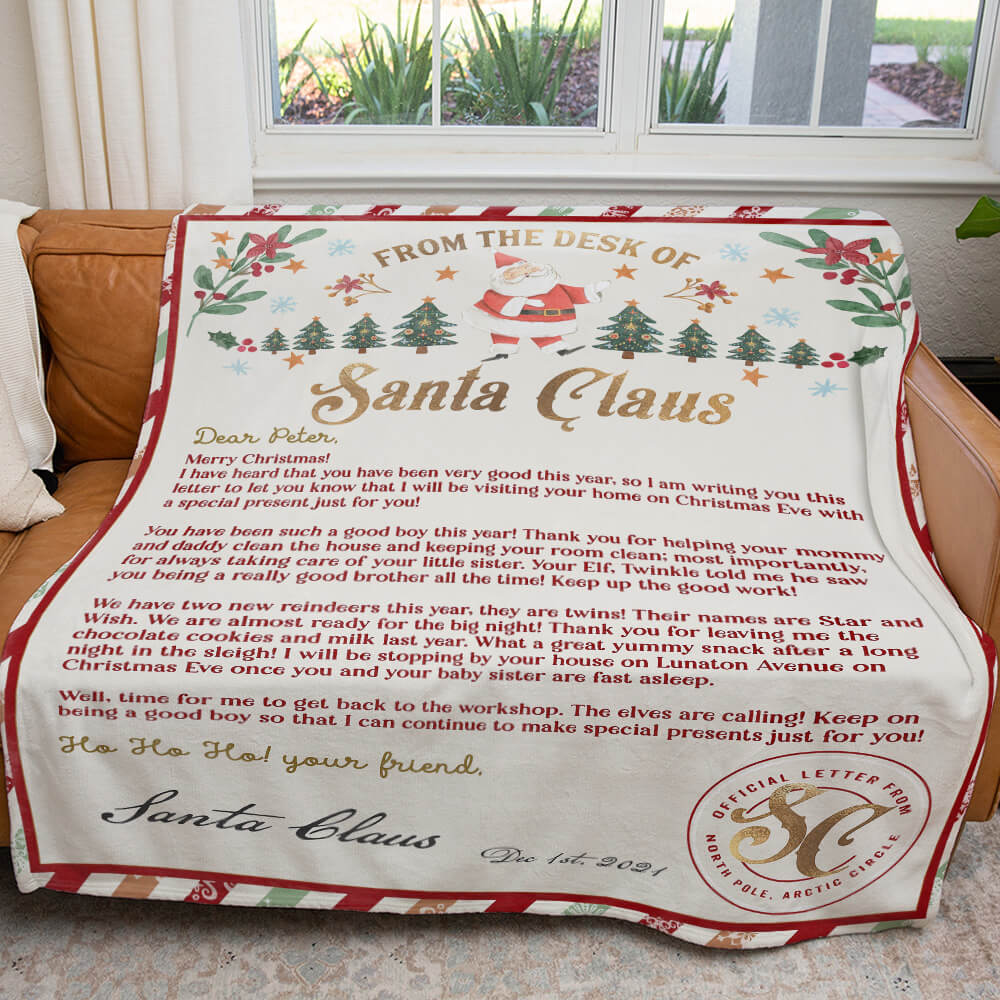 Personalized Letter From Santa Claus Blanket, Write Your Own Handwritting Letter, Christmas Eve Santa Secret Letters Blanket, Christmas Gift Ideas