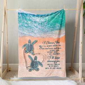 Turtle Couple Blanket, I Choose You Blanket Gift for Her