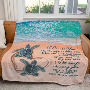 Turtle Couple Blanket, I Choose You Blanket Gift for Her