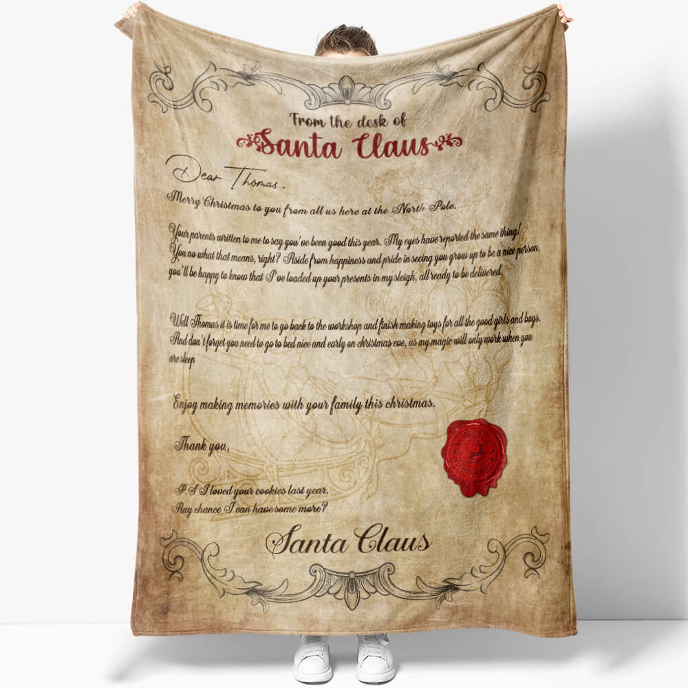 From The Desk of Santa Claus Blanket, Custom Secret Santa Letter Blanket