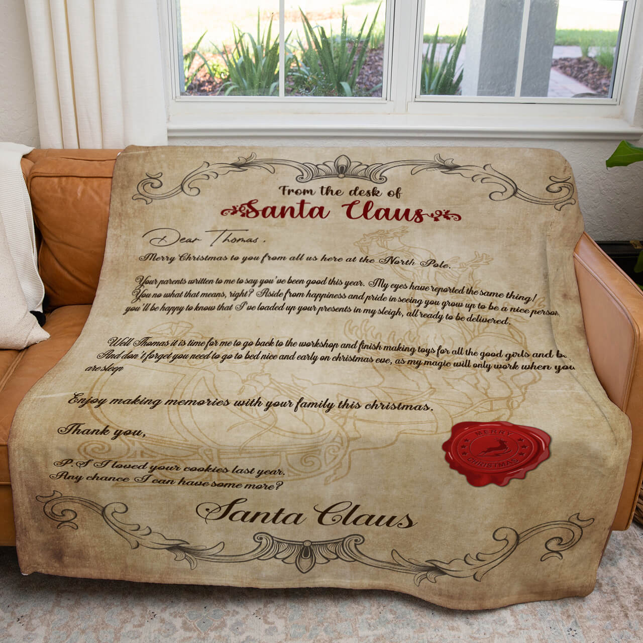 From The Desk of Santa Claus Blanket, Custom Secret Santa Letter Blanket