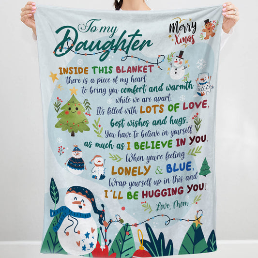 Christmas Blanket Gift for Daughter, Inside This Blanket is A Piece of My Heart Blanket