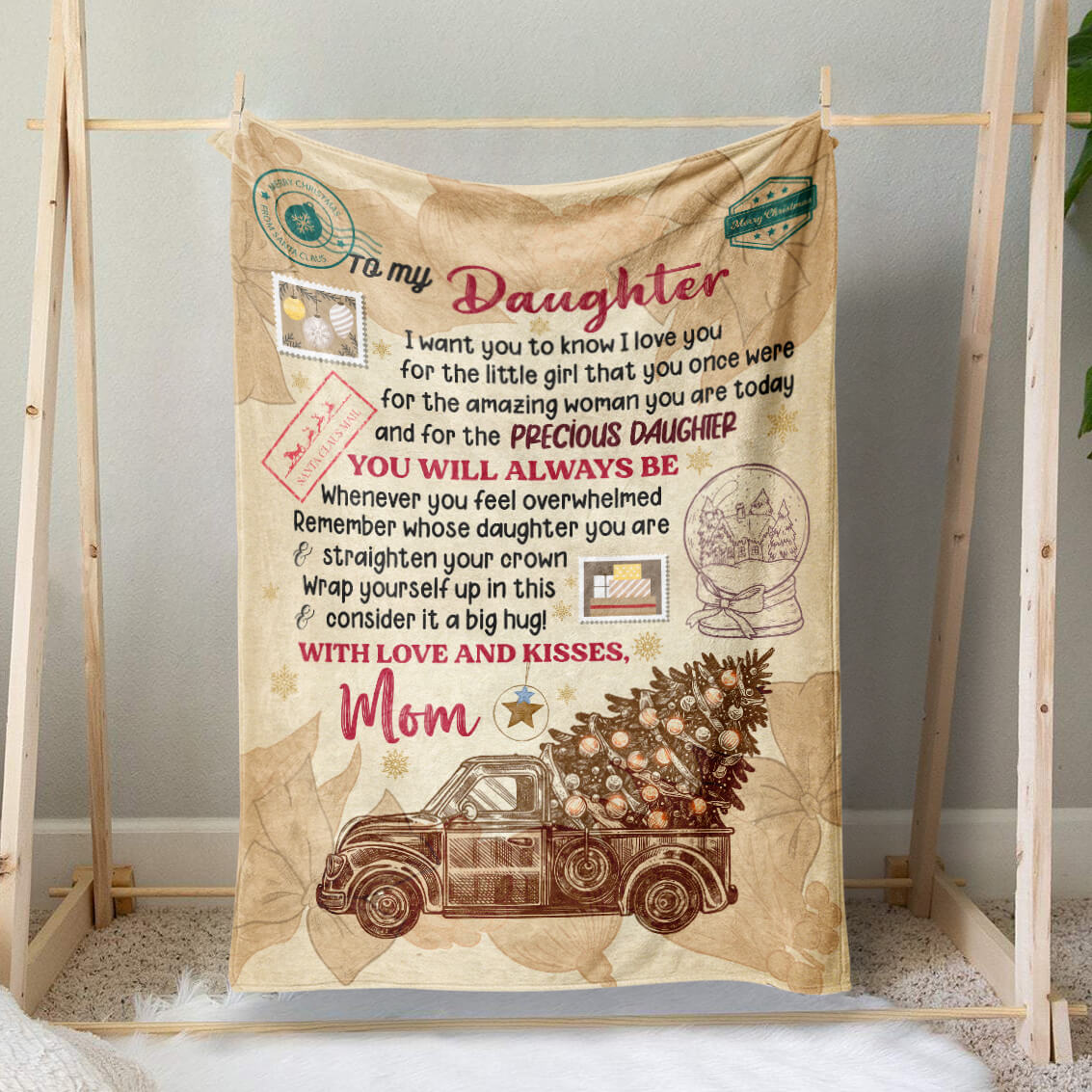 Christmas Car Blanket for Daughter, You Are Precious Daughter Blanket Gift