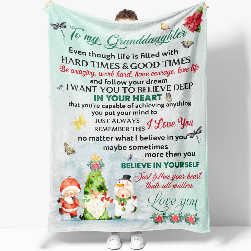 Christmas Blanket Gift To My Granddaughter, Be Amazing Work Hard Have Courage Love Life Blanket