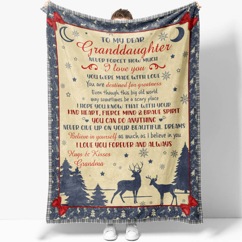 Chirstmas Granddaughter Blanket, Never Forget How Much I Love You, Motivational Blanket for Granddaughter