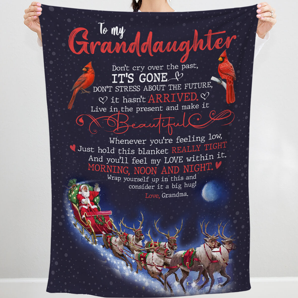 Christmas Blanket For My Granddaughter, Hold This Blanket Tight, You'll Feel my Love Blanket