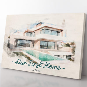  Watercolor house from photo, House portrait from photo, house  home digital art, Realtor Closing Gift, Housewarming Gift, sketch from  photo : Handmade Products