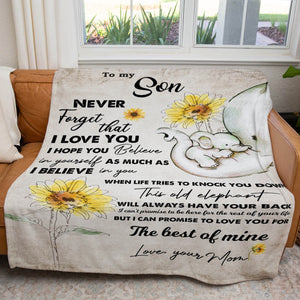 Sunflower Elephant Mom and Baby Son Blanket, This Old Elephant Will Have Your Back Blanket 