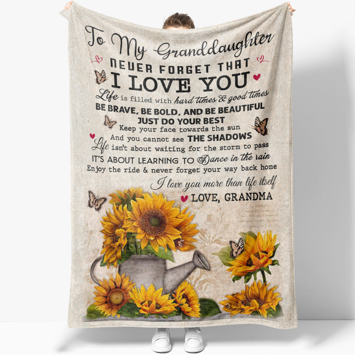 Sunflower Blanket Gift Ideas for My Granddaughter, Never Forget That I Love You, Hard Times Good Times Blanket