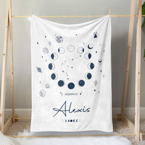 Custom Name Zodiac Gifts For Aquarius Horoscope Astrology Blanket