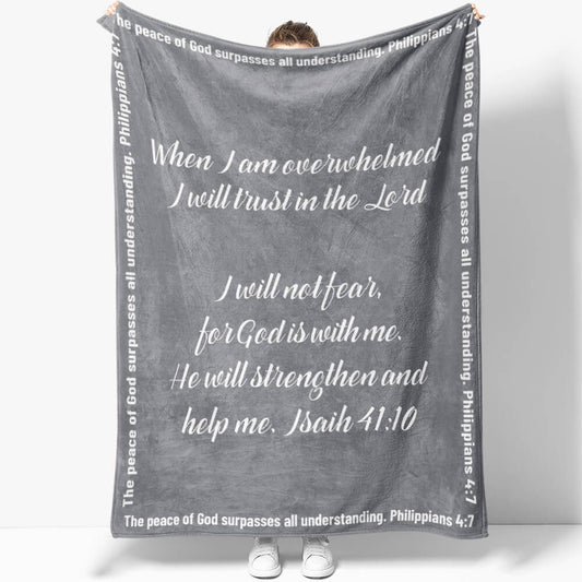 Scripture Throw Blanket, Uplifting Bible Verse Gift for Christian Get Well Blanket