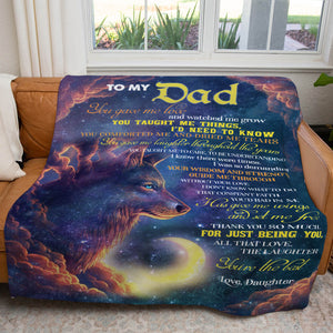 To My Wolf Dad You Gave Me Love Watched Me Grow Blanket, Father's Day Blanket for Dad