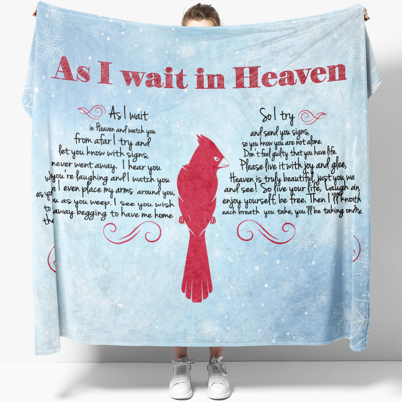 As I Wait in Heaven Blanket, Memorial Blanket for Loss of Family Member