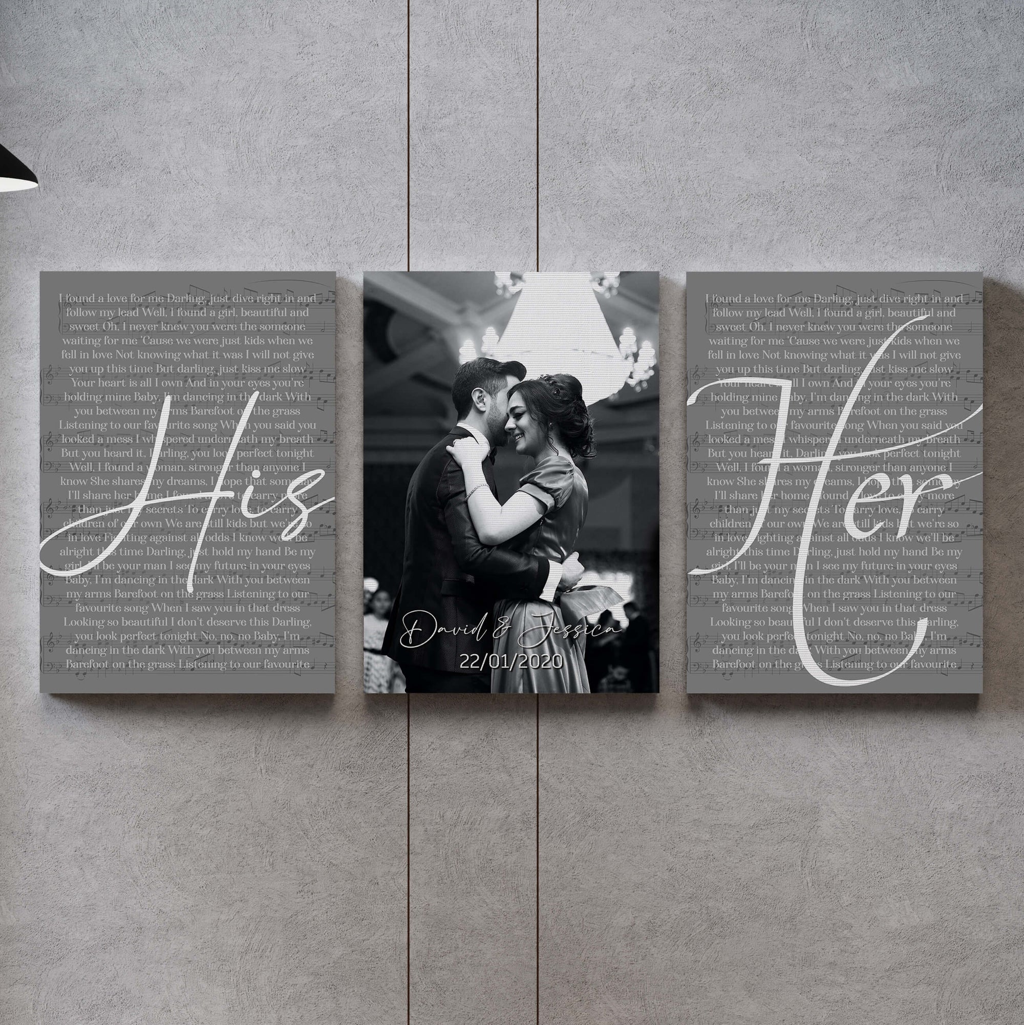 Custom Wedding Photo and Vows Set of Canvas, Wedding Anniversary Gift Ideas for Couple