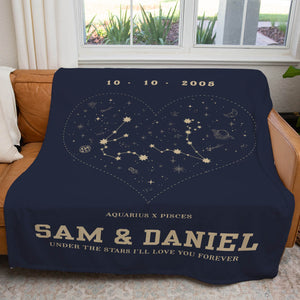 Under The Stars I Will Love You Forever Zodiac Horoscope Astrology Couple Blanket