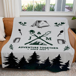 Adventure Together Custom Blanket Couples Initials Wedding Gift Nature Camping Lover
