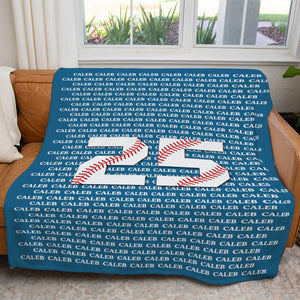 Custom Name and Personalized Number Blanket for Baseball Fan