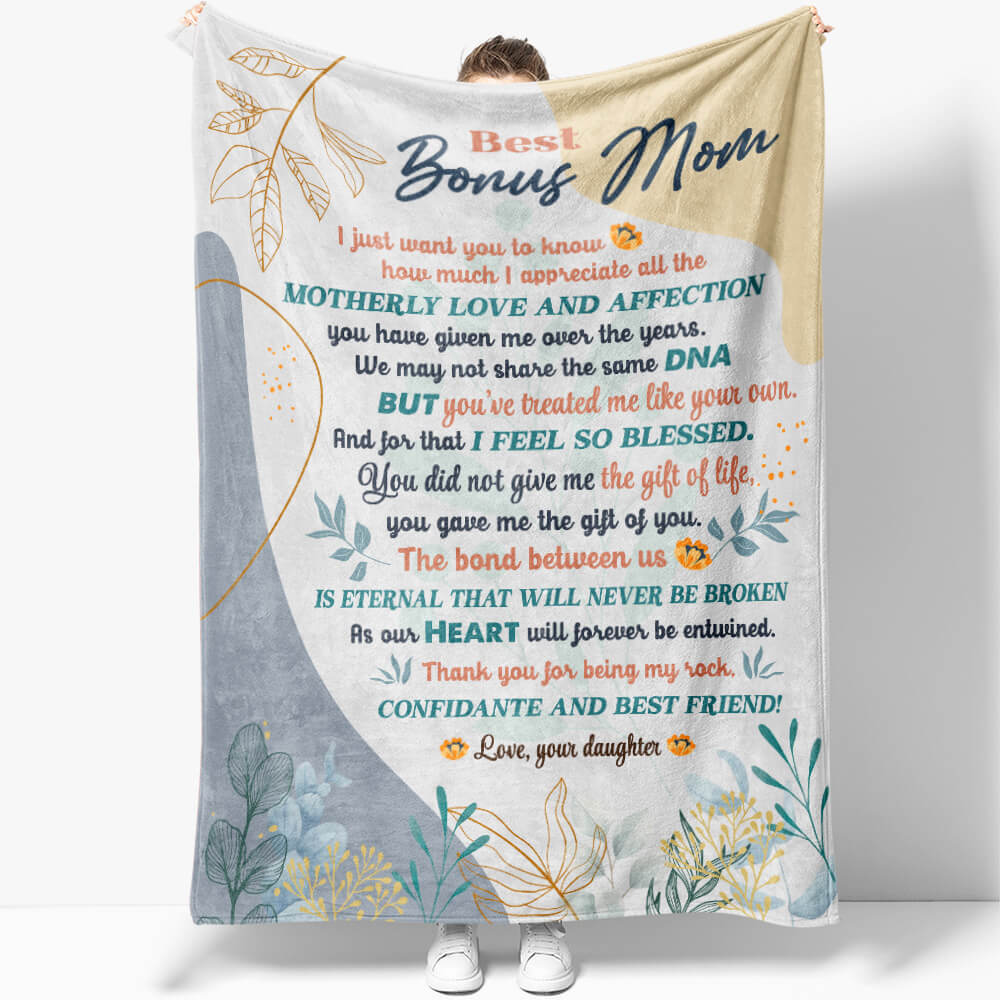To Best Bonus Mom Mother's Day Blanket, The Bond Between Us is Eternal, Bonus Mom Gift