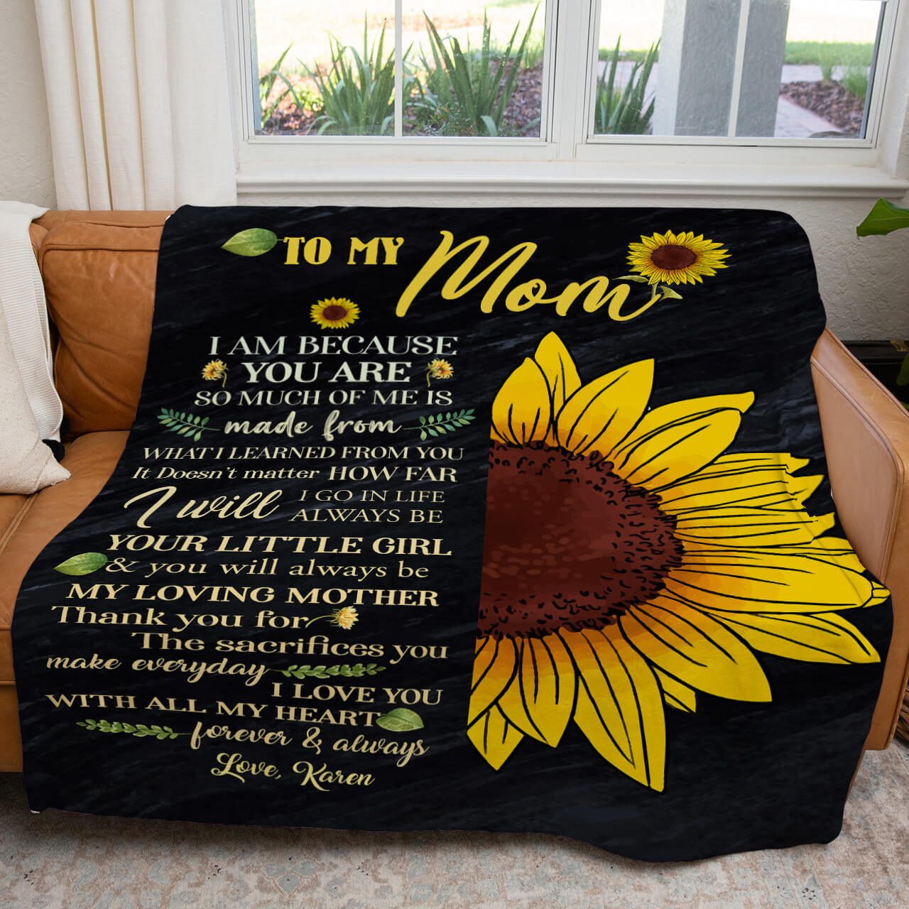 To My Sunflower Mom Blanket, You Are Always My Loving Mother Blanket