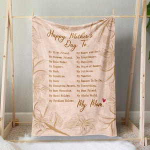 Happy Mother's Day To My First Friend Blanket Gift for Mom, Custom Message Blanket for Mom