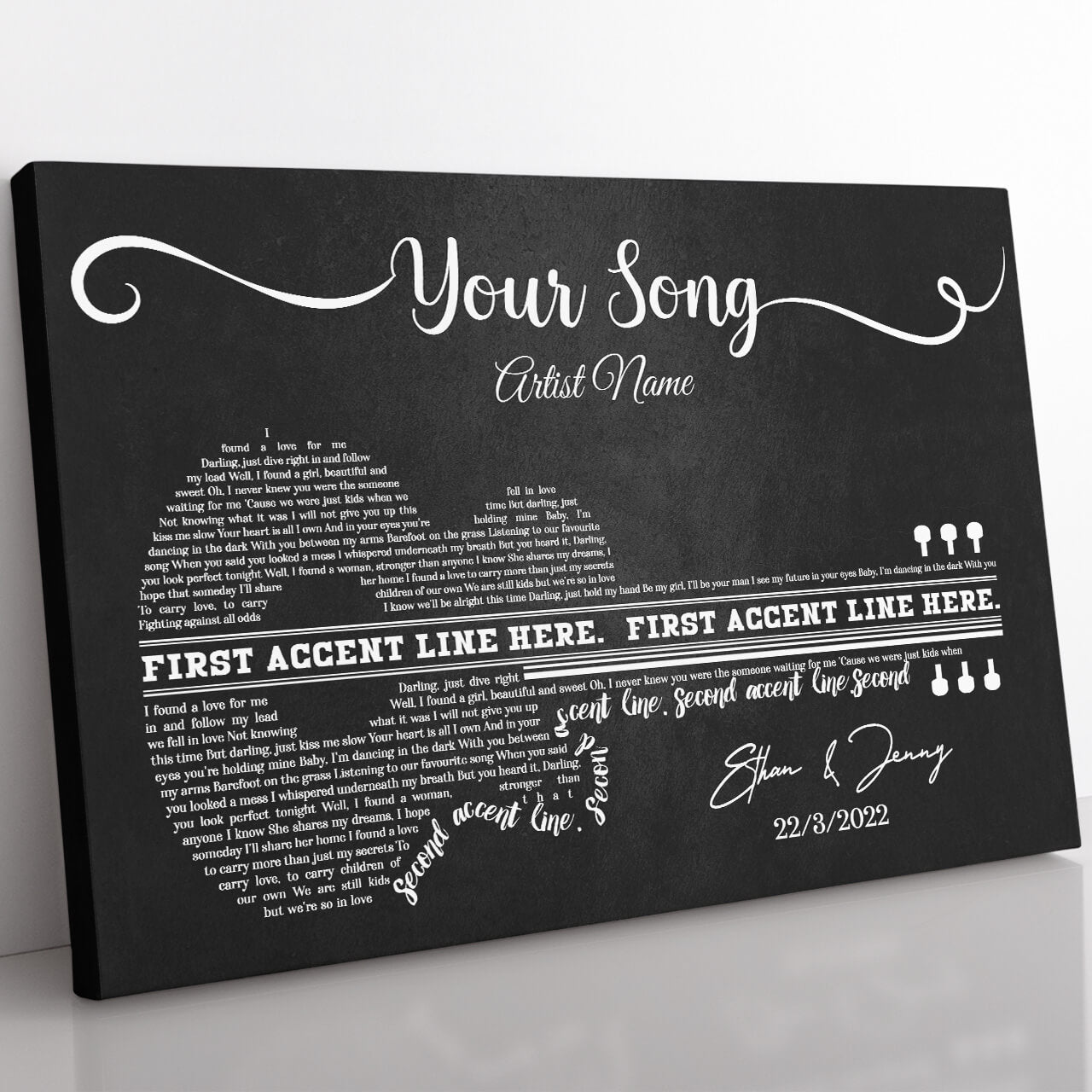 Your First Dance Song Lyrics Guitar Canvas, Wedding Anniversary Canvas Wall Art 