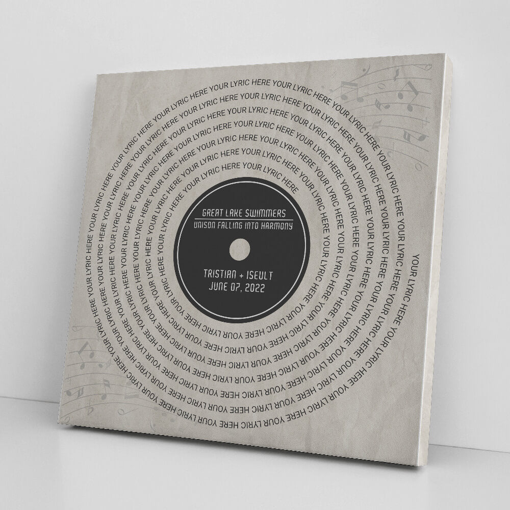 Vinyl Record Wedding Song Lyrics First Dance Canvas, 2nd Wedding Anniversary Gift, Bronze Anniversary Gift