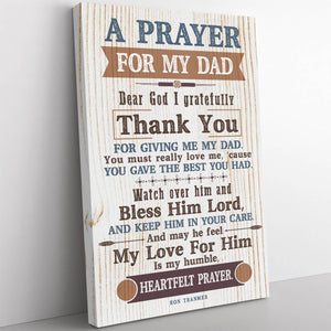 A Prayer For my Dad in Heaven Canvas, Words of Sympathy for Loss of Dad Canvas, in Memory of Dad Gift