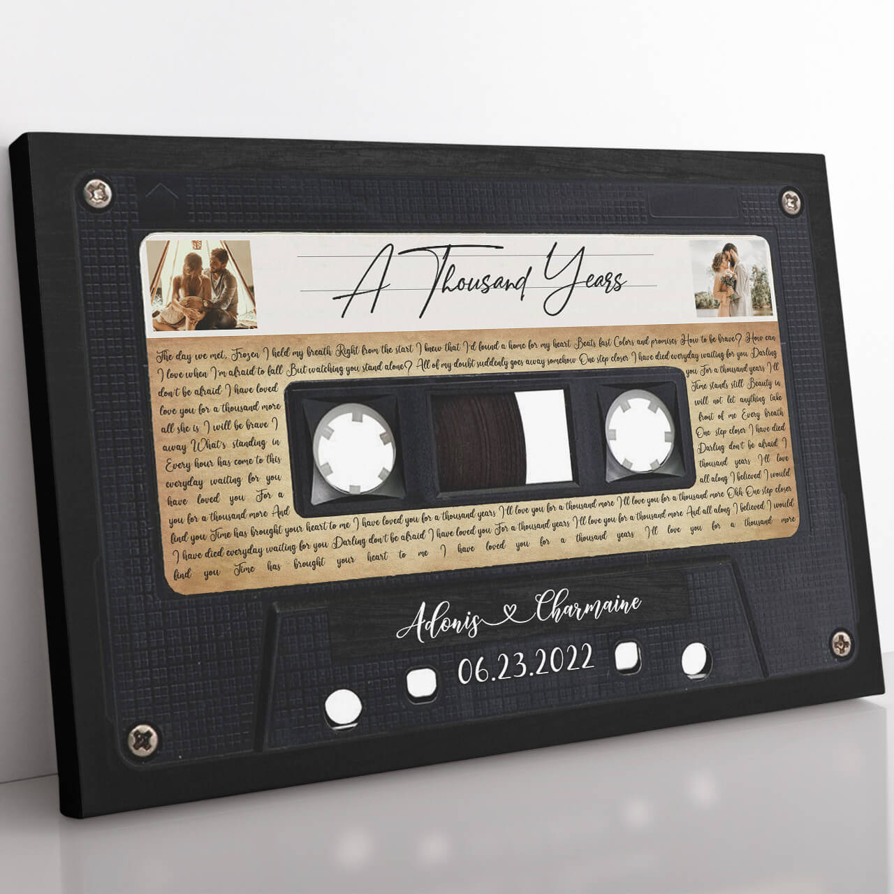 Cassette Tape Custom Wedding Song Lyrics Canvas, 2nd Wedding Anniversary Gift Canvas 220725C06