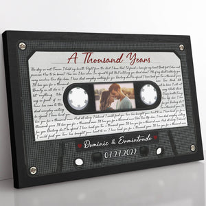 Custom Photo Cassette Tape Wedding Song Lyrics Canvas, 9th Anniversary Gift Canvas 220725C07