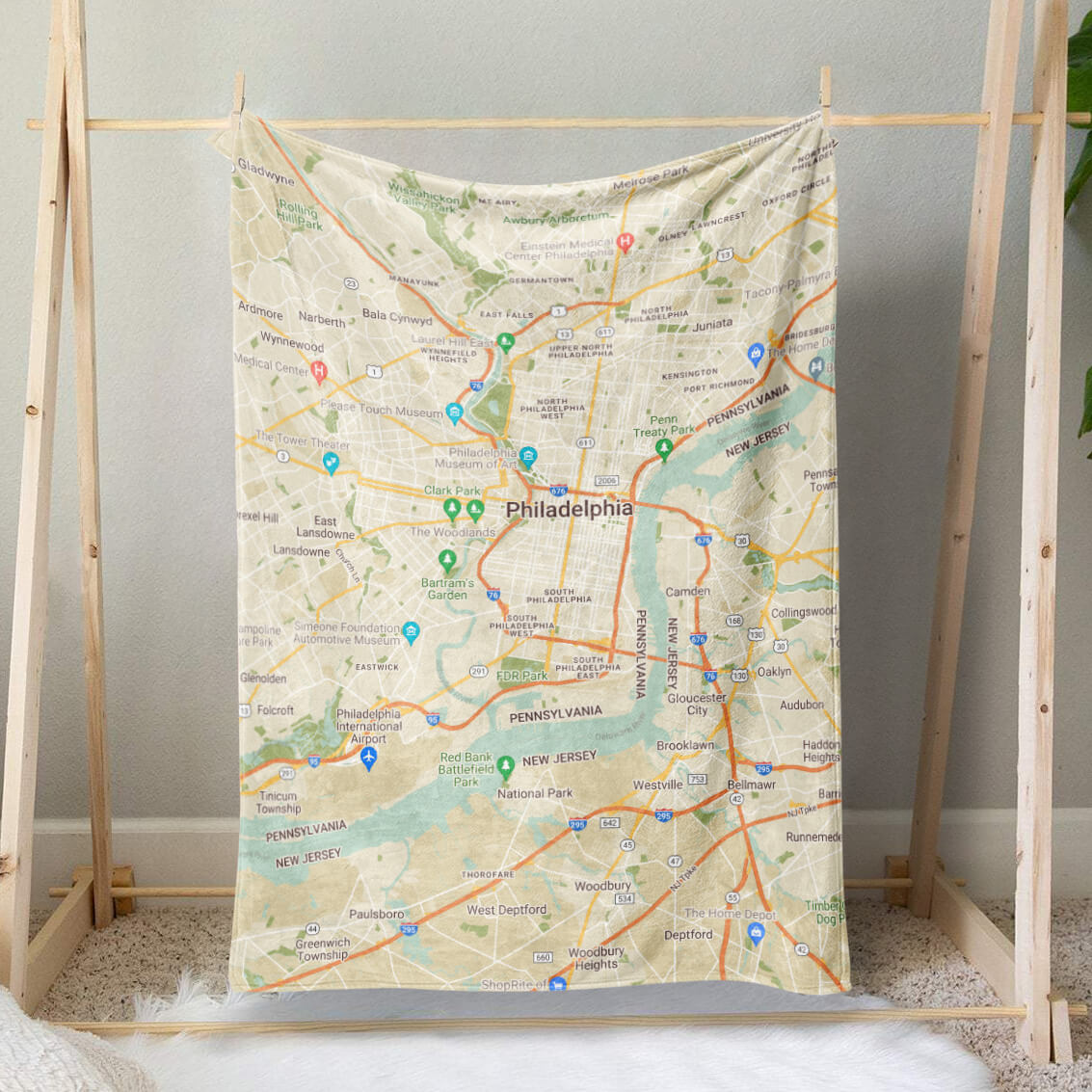 Custom Map Blanket, Personalized Memory Location Blanket, Memorial Map Anniversary Blanket Gift, Custom City Map Blanket