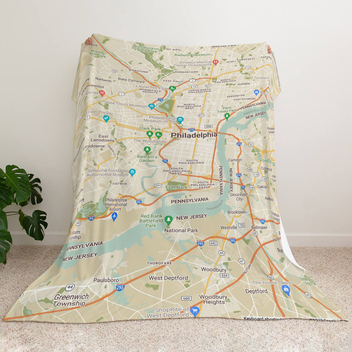 Custom Map Blanket, Personalized Memory Location Blanket, Memorial Map Anniversary Blanket Gift, Custom City Map Blanket