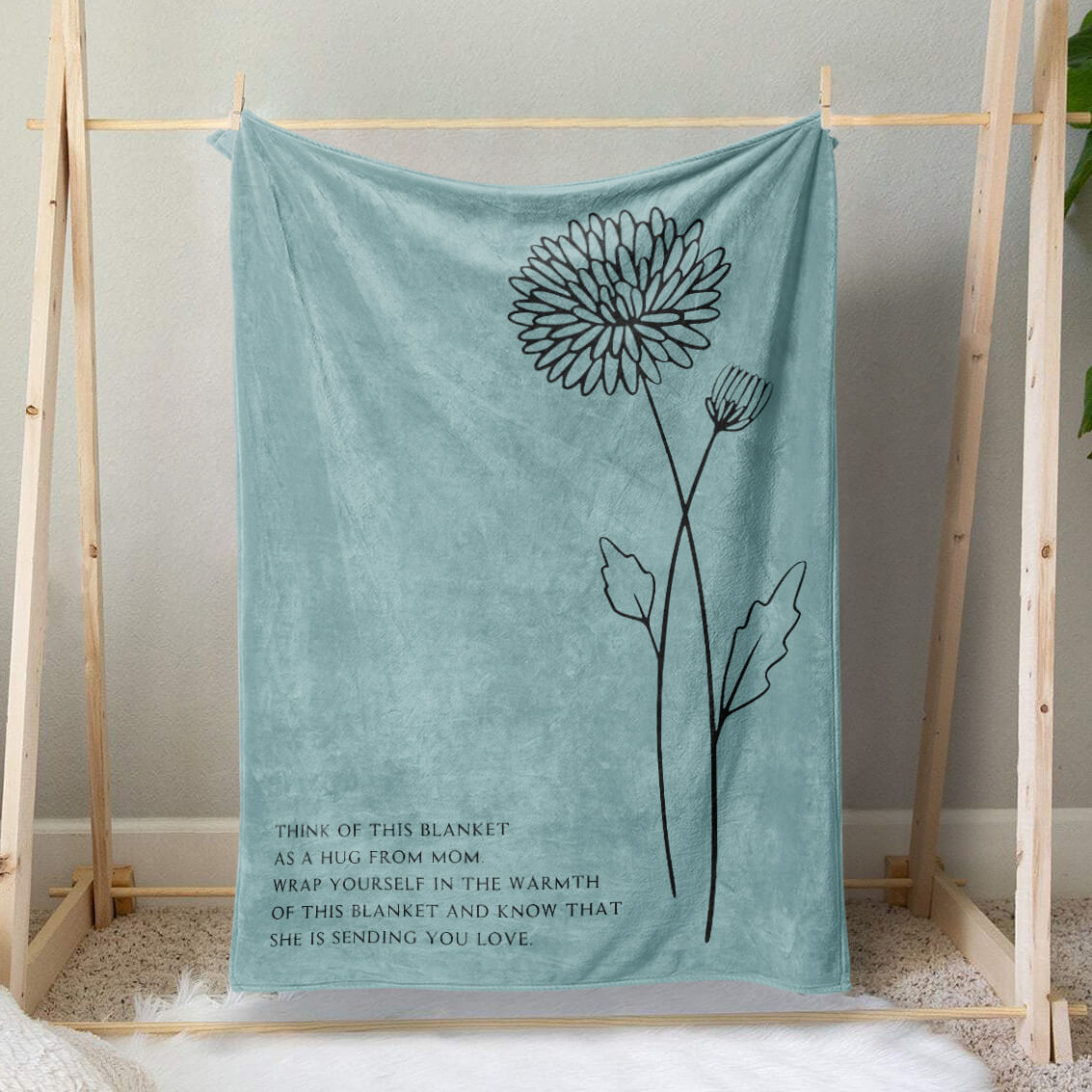 Personalized Memorial Month Flower Blanket, Custom Message Blanket, Sympathy Message Blanket
