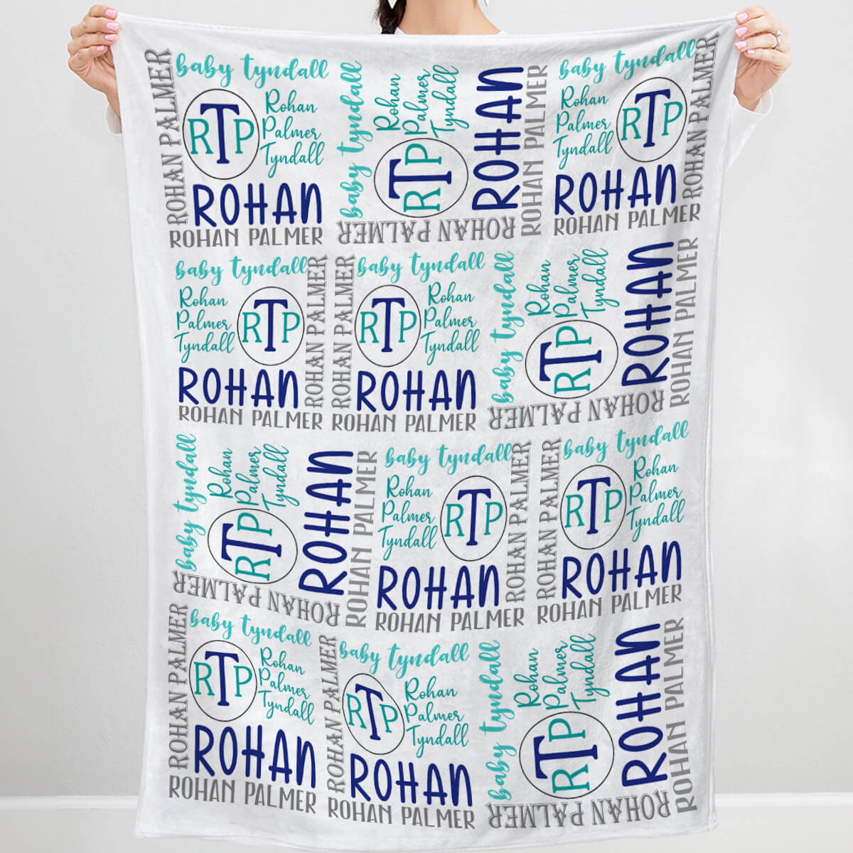 Personalized Baby Name Shower Blanket, Custom Kid Name Blanket