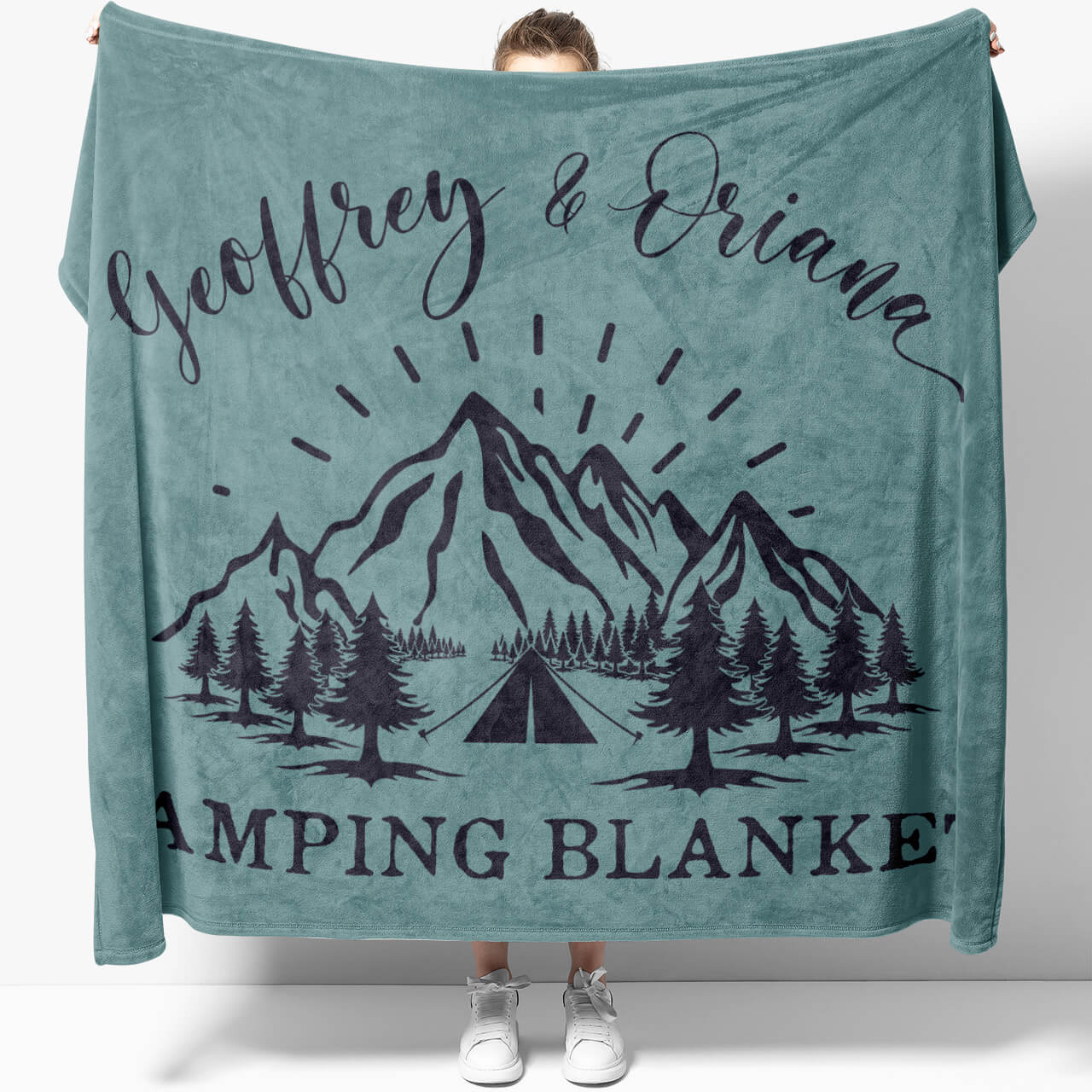 Personalized Family Name Camping Blanket, Custom Couple Names Camping Blanket