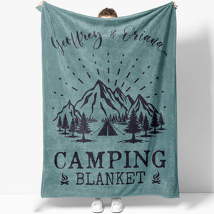 Personalized Family Name Camping Blanket, Custom Couple Names Camping Blanket