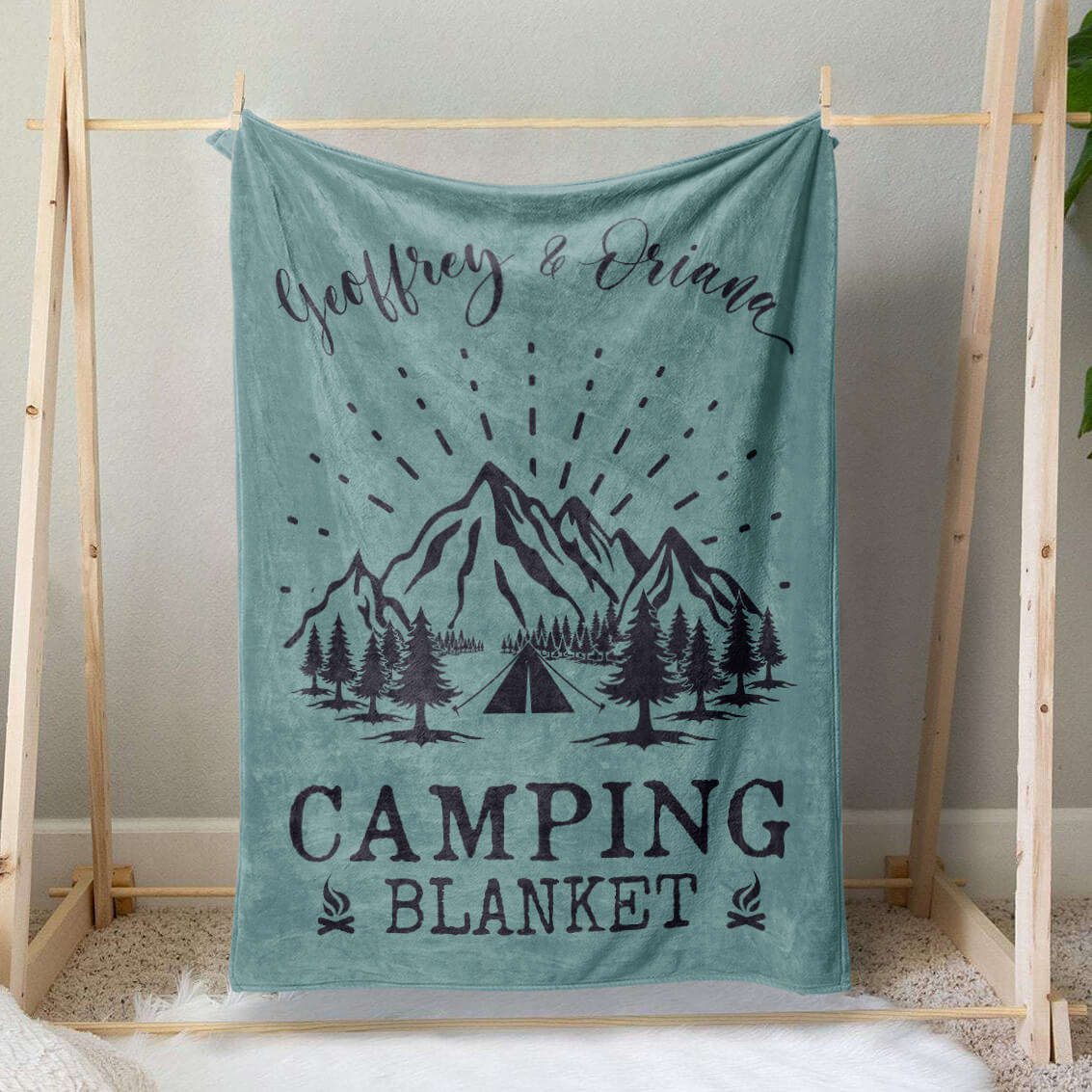 Personalized Family Name Camping Blanket, Custom Couple Names Camping Blanket