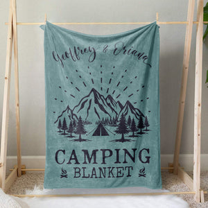 Personalized Family Name Camping Blanket, Custom Couple Names Camping Blanket