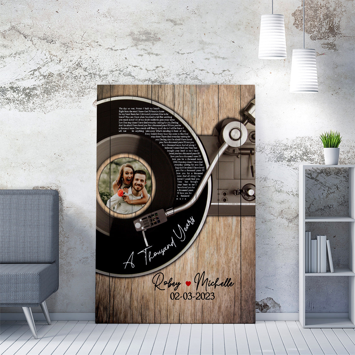 Vinyl Record Custom Song Lyrics Photo Wedding Anniversary Gift Our First Dance Canvas, Gift for Husband Wife Couple