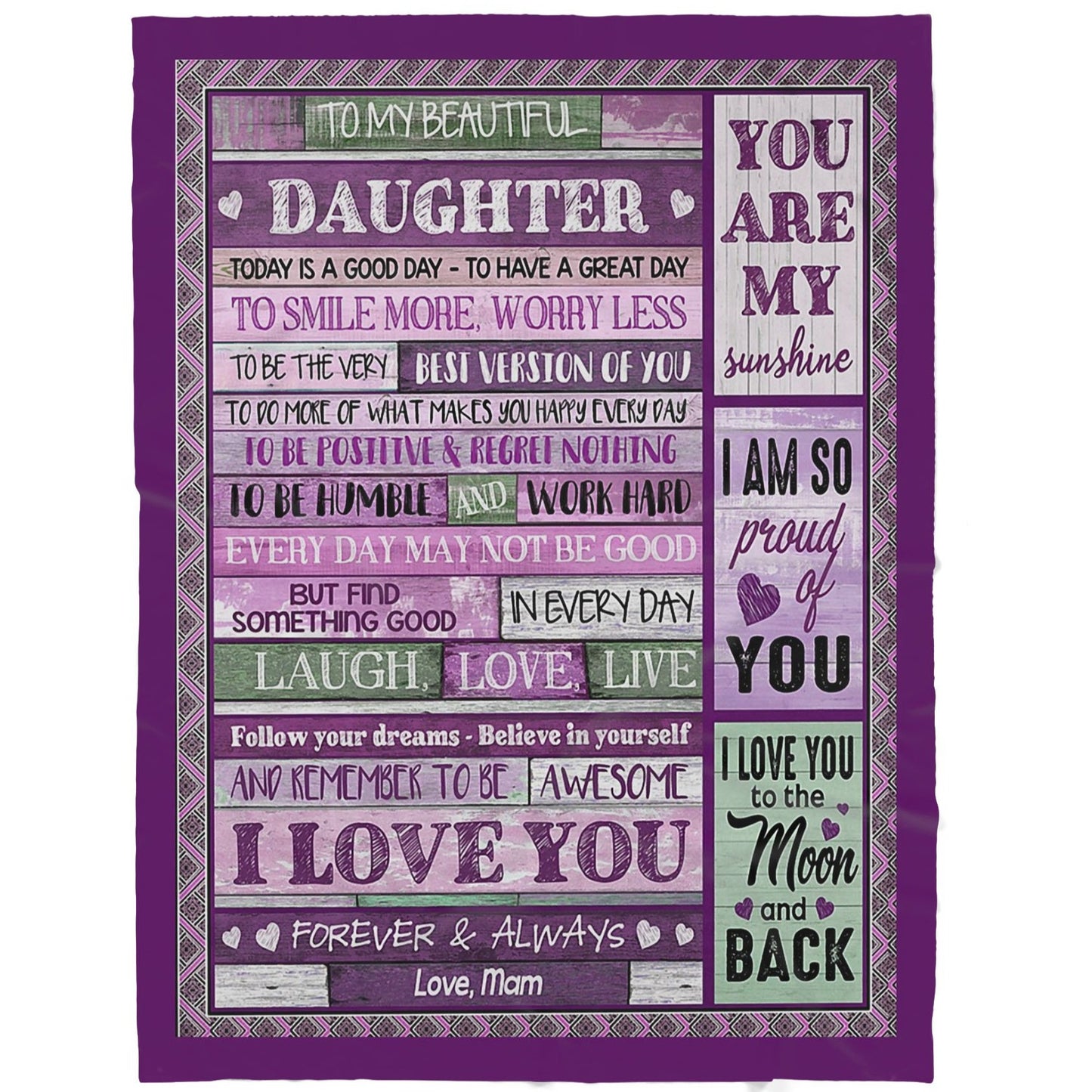 Blanket Gift For Daughter, Mother Daughter Gifts, Smile More Worry Less