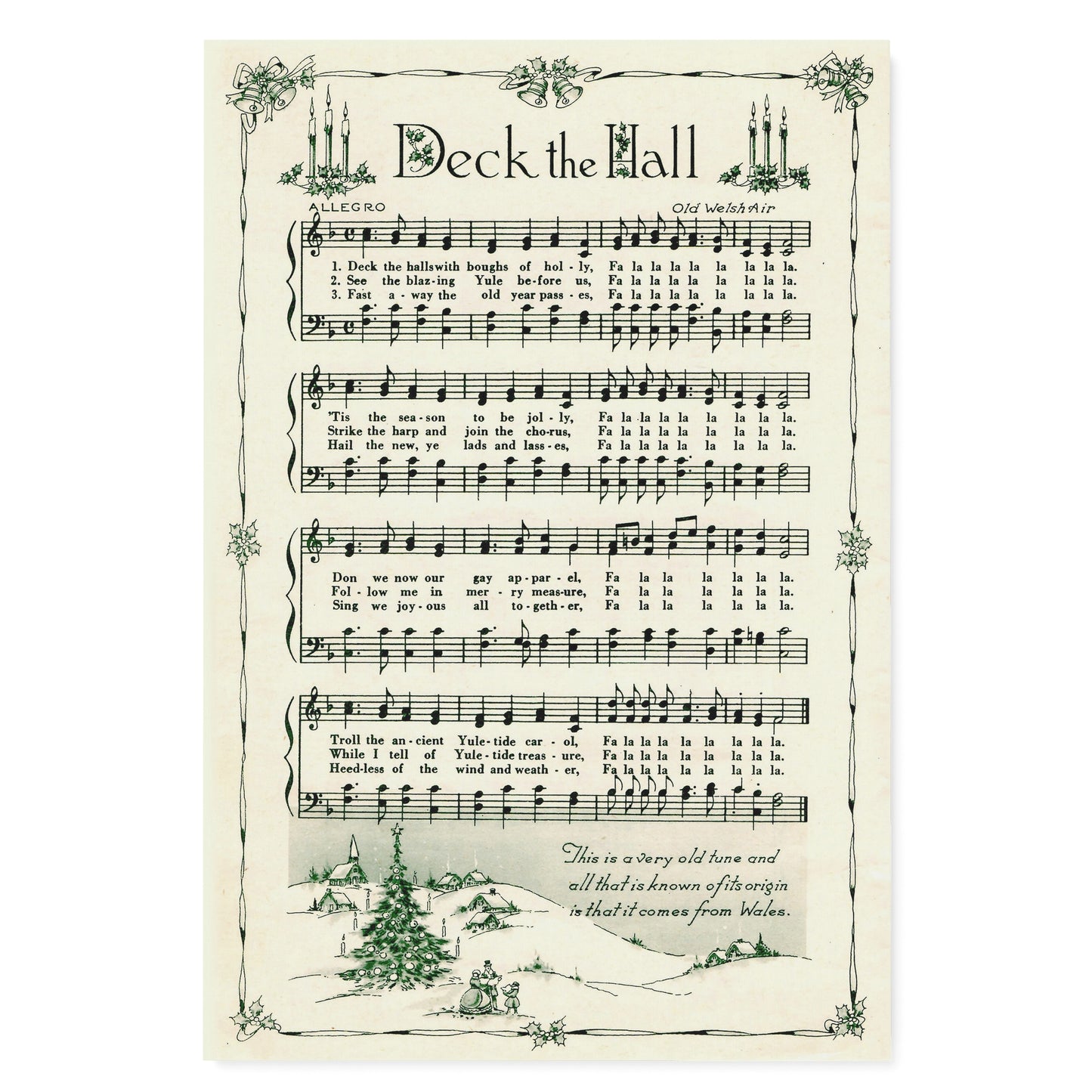 Christmas Carol Decoration Gift Ideas Deck the Hall Christian Anthem Hymn Praise and Worship Song Matte Canvas