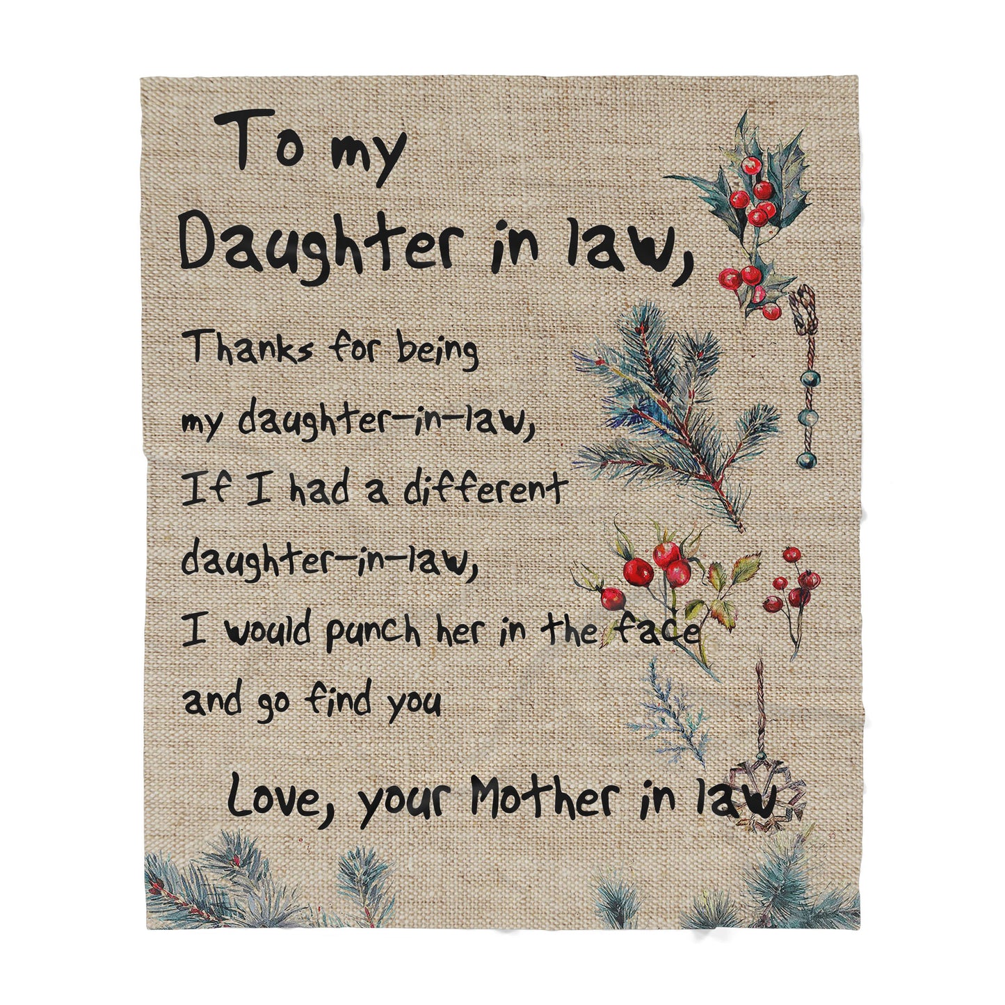 Christmas Gifts For Daughter In Law, Blanket Daughter In Law Gifts, Thanks for being