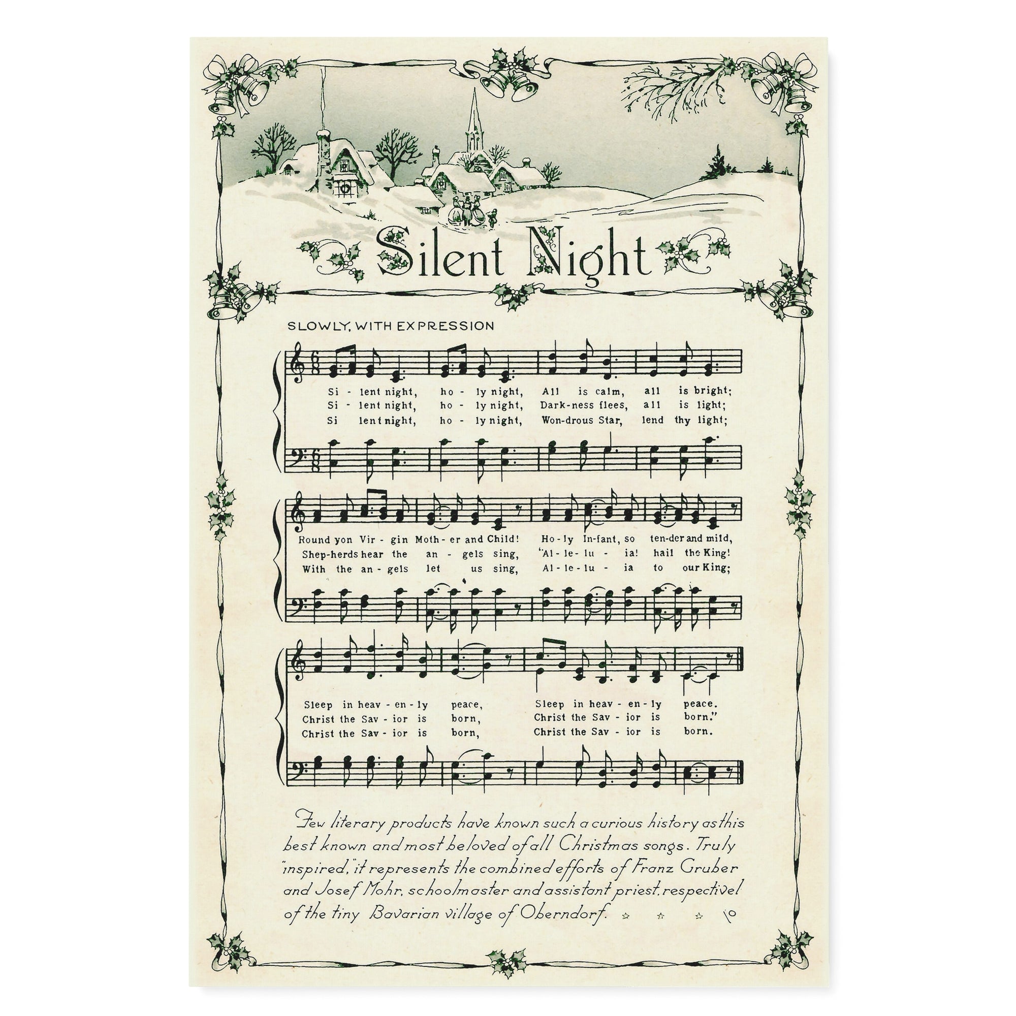 Christmas Carol Decoration Gift Ideas Silent Night Christian Anthem Hymn Praise and Worship Song Matte Canvas